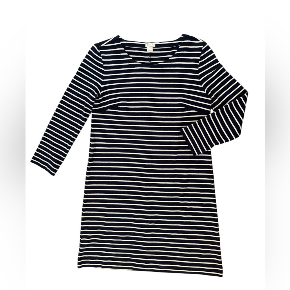 J.Crew Maritime Stripe Knit Shift Dress in Ivory and Blue Size XS NWOT
